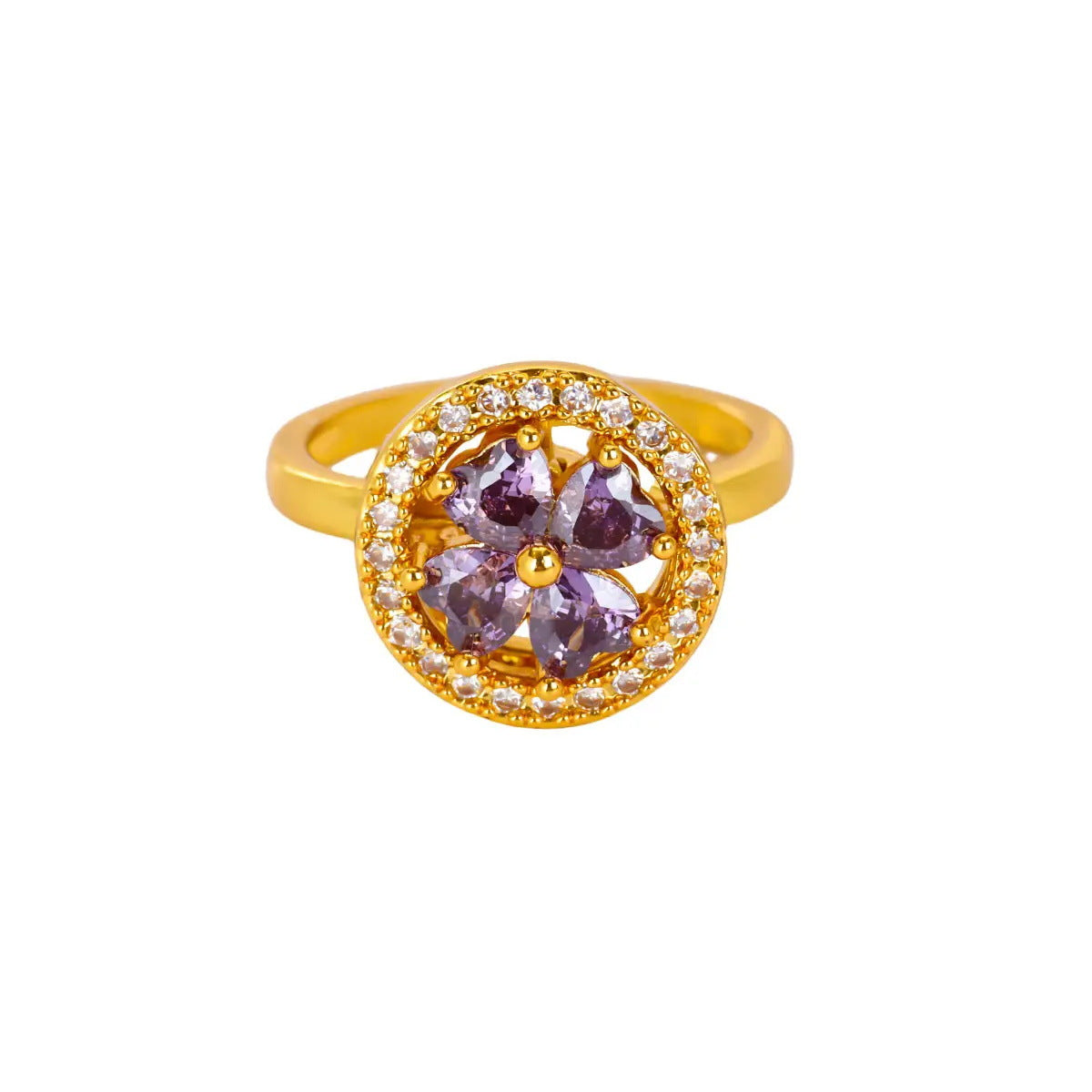 Women's Simple Rotatable Sunflower Decompression Open Rings