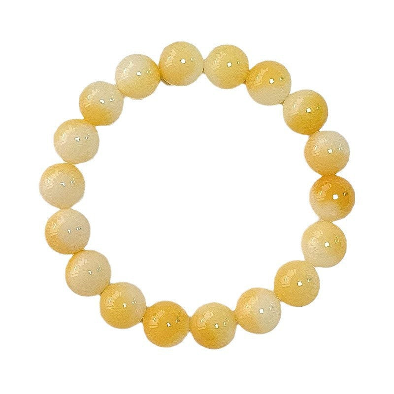 Bodhi Charcoal Small Steamed Bun White Jade Pliable Temperament Buddha Bracelet