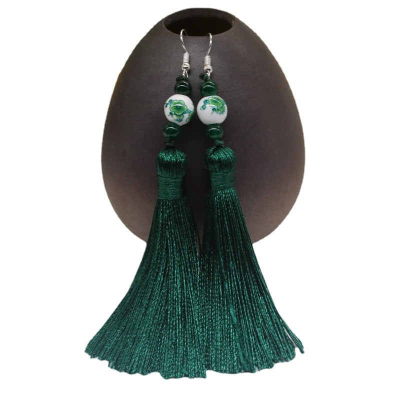 Long Tassel Handmade Exaggerated Antique Creative Earrings