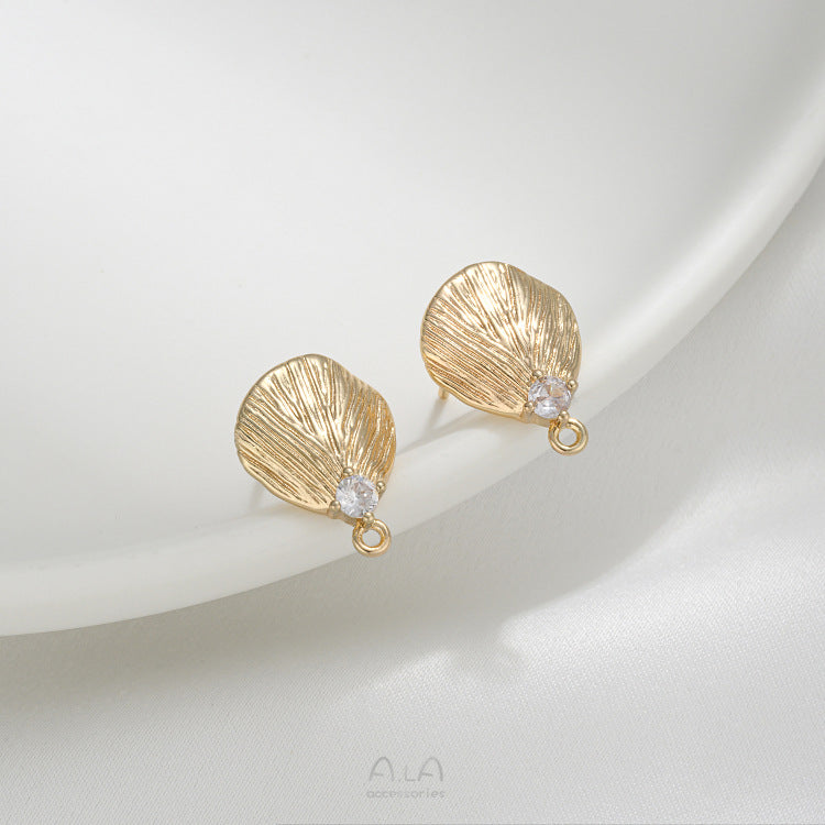 Color Retention Ginkgo Leaf Fan-shaped With Handmade Ear Hook Stud Earrings