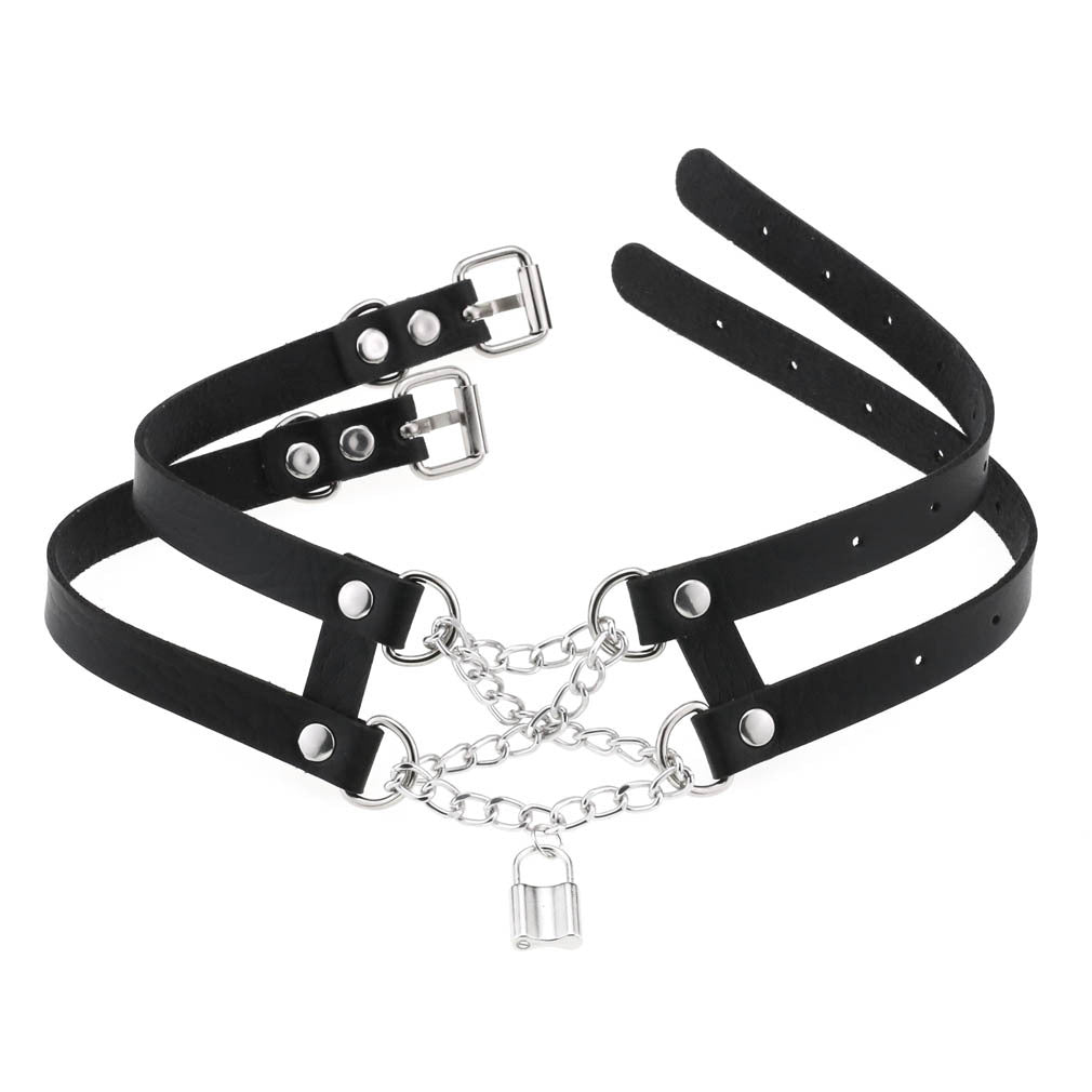 Temperament Double Row Line Chain Brain Teaser Neckband Sexy Lock Necklaces