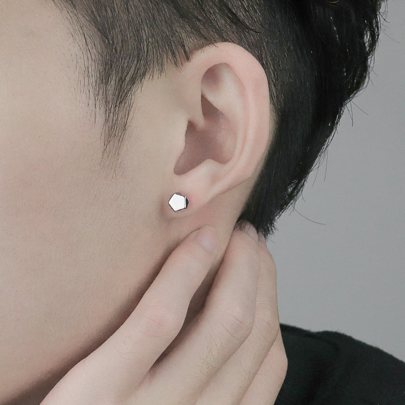 Men's Diamond-shaped Magnetic Ear Clip Without Pierced Magnet Trendy Unique Hipster Earrings