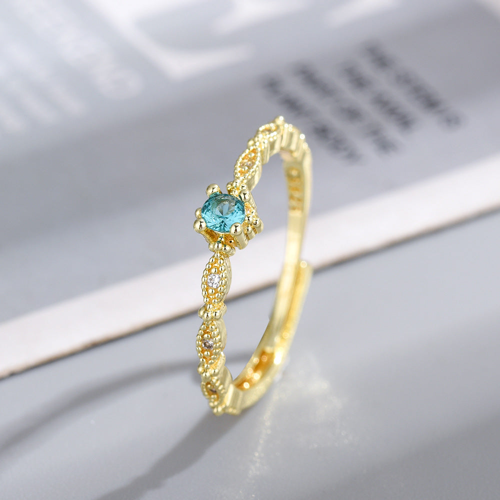 Zircon Female Simple Fashion High Sense Cold Wind Rings