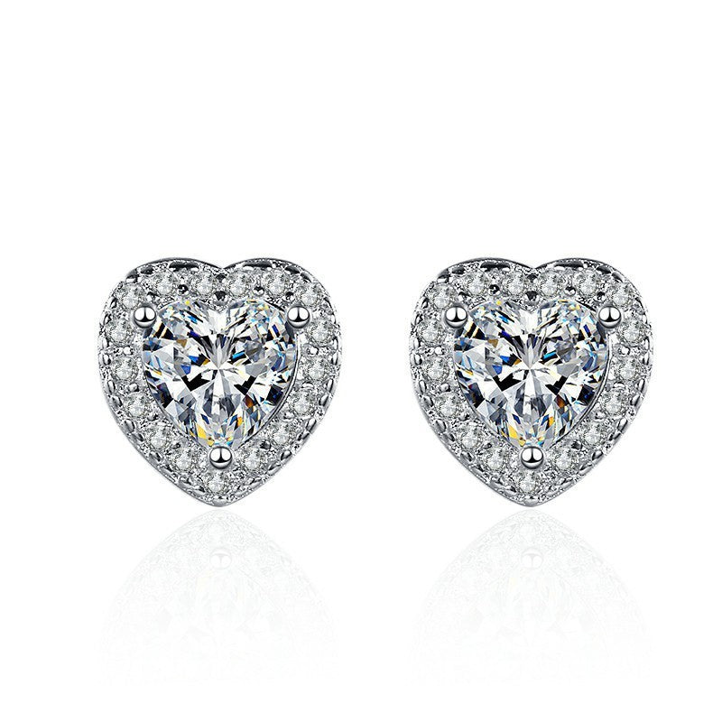 Women's Heart-shaped Artificial Diamond Super Flash Zircon For Stud Earrings