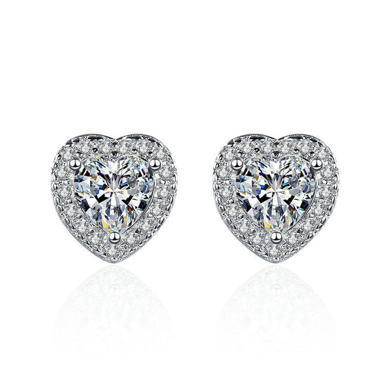 Women's Heart-shaped Artificial Diamond Super Flash Zircon For Stud Earrings