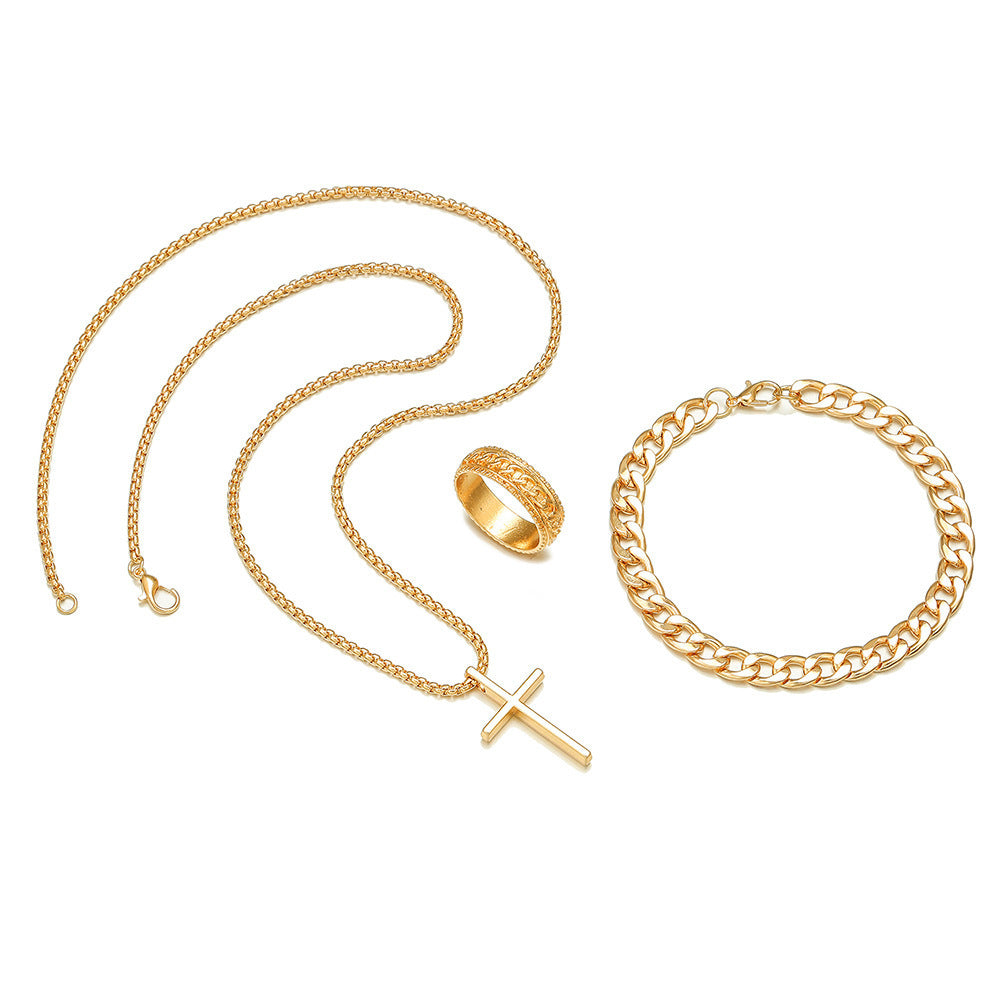 Slouchy Elegant Cross Chain Three Sets Jewelry Set