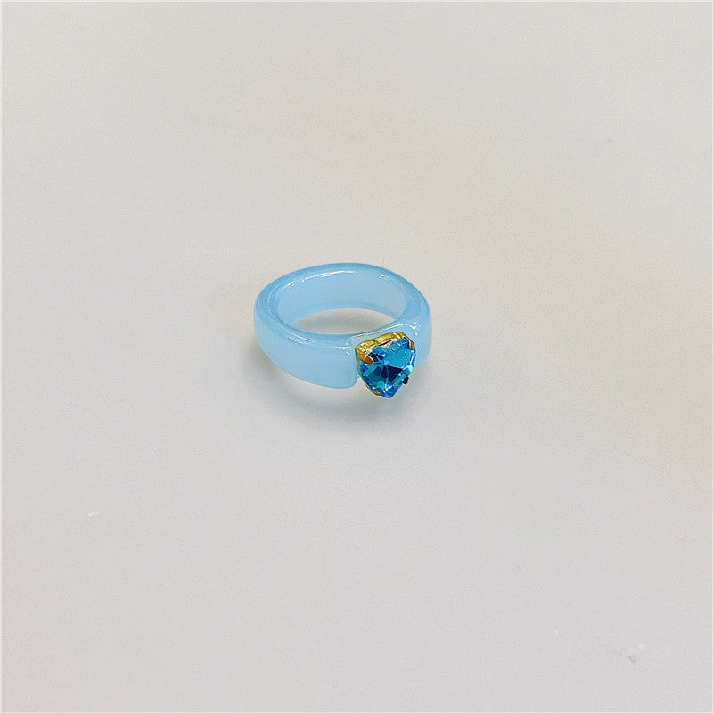 Candy Color Resin Acrylic Gemstone Transparent Rings