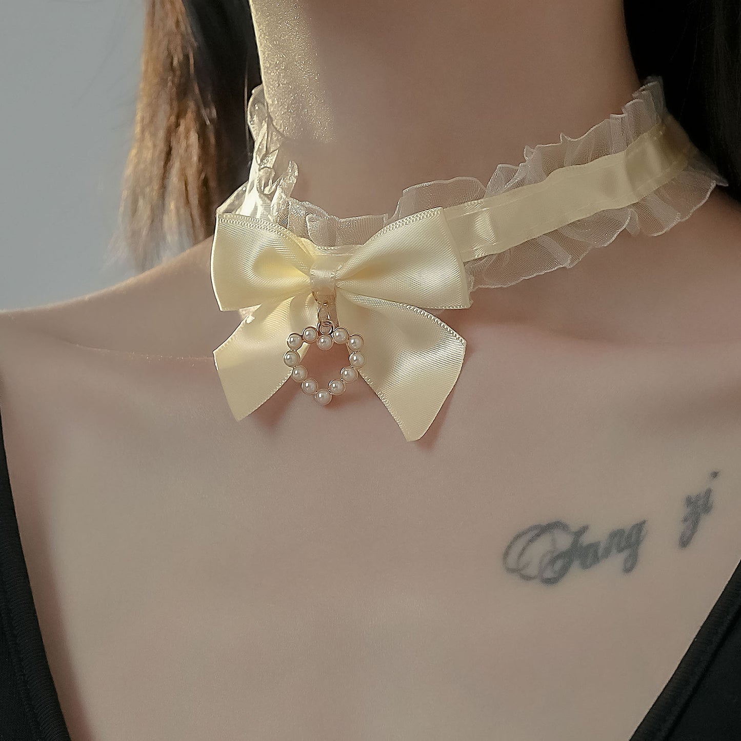 Women's Pure Desire Style Sweet Pearl Love Collar