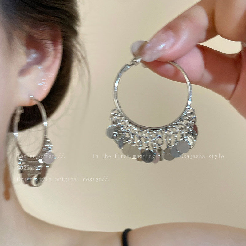 Ethnic Style Wafer Tassel Ear Female Earrings
