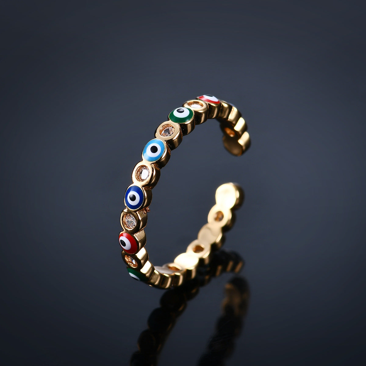 Copper Micro Inlaid White Zircon Colorful Oil Creative Rings