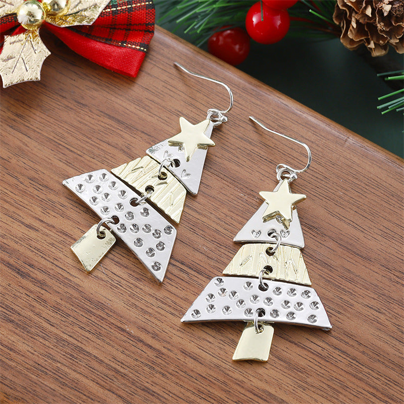 Fashion Two-tone Christmas Tree Personality Creative Earrings