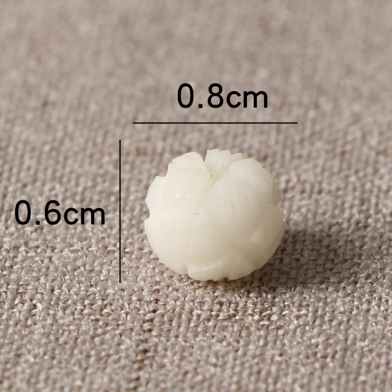 White Jade Bodhi Corypha Carved Lotus Pumpkin Scattered Bracelet
