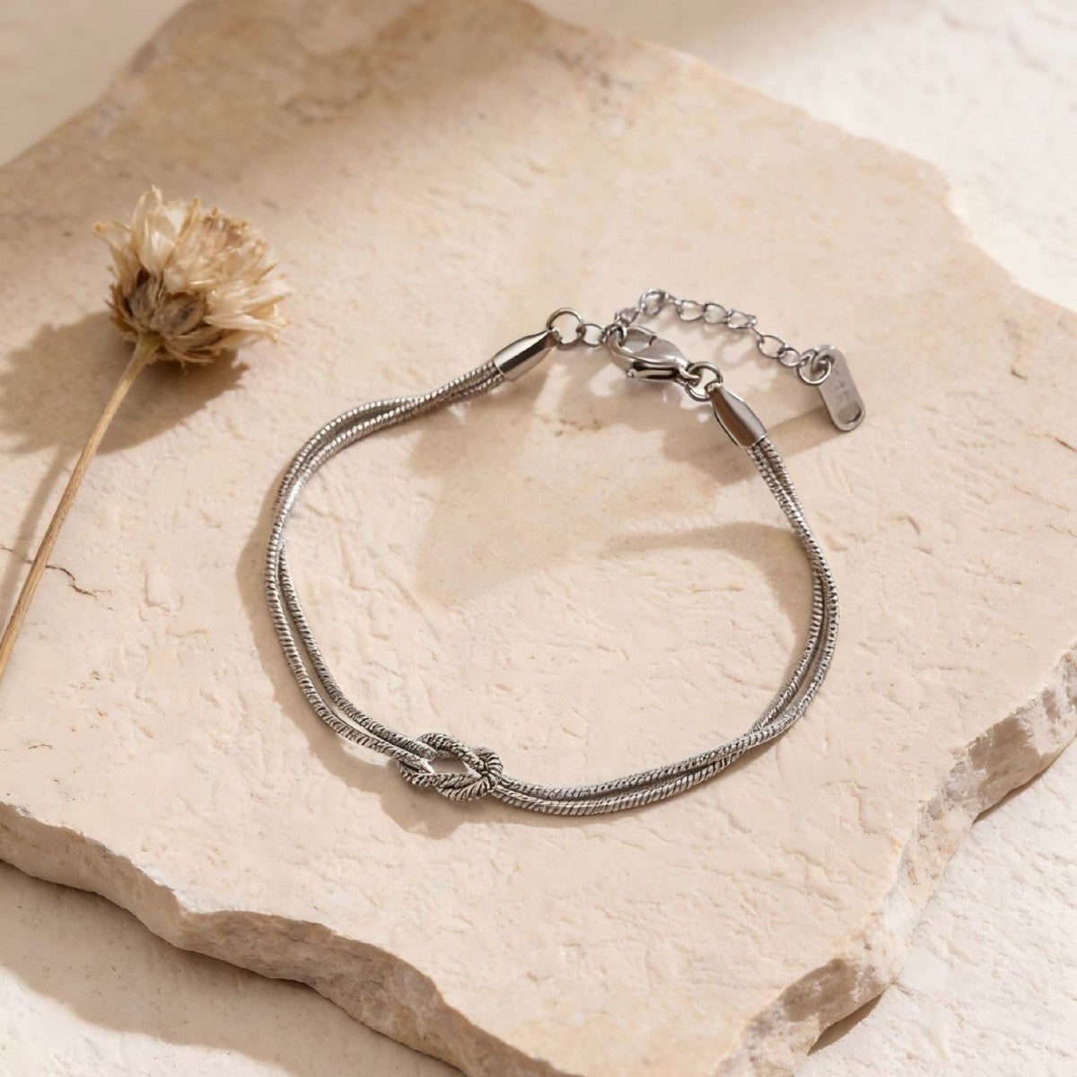 Titanium Steel Female Design Love Knot Snake Bones Chain Simple Bracelet