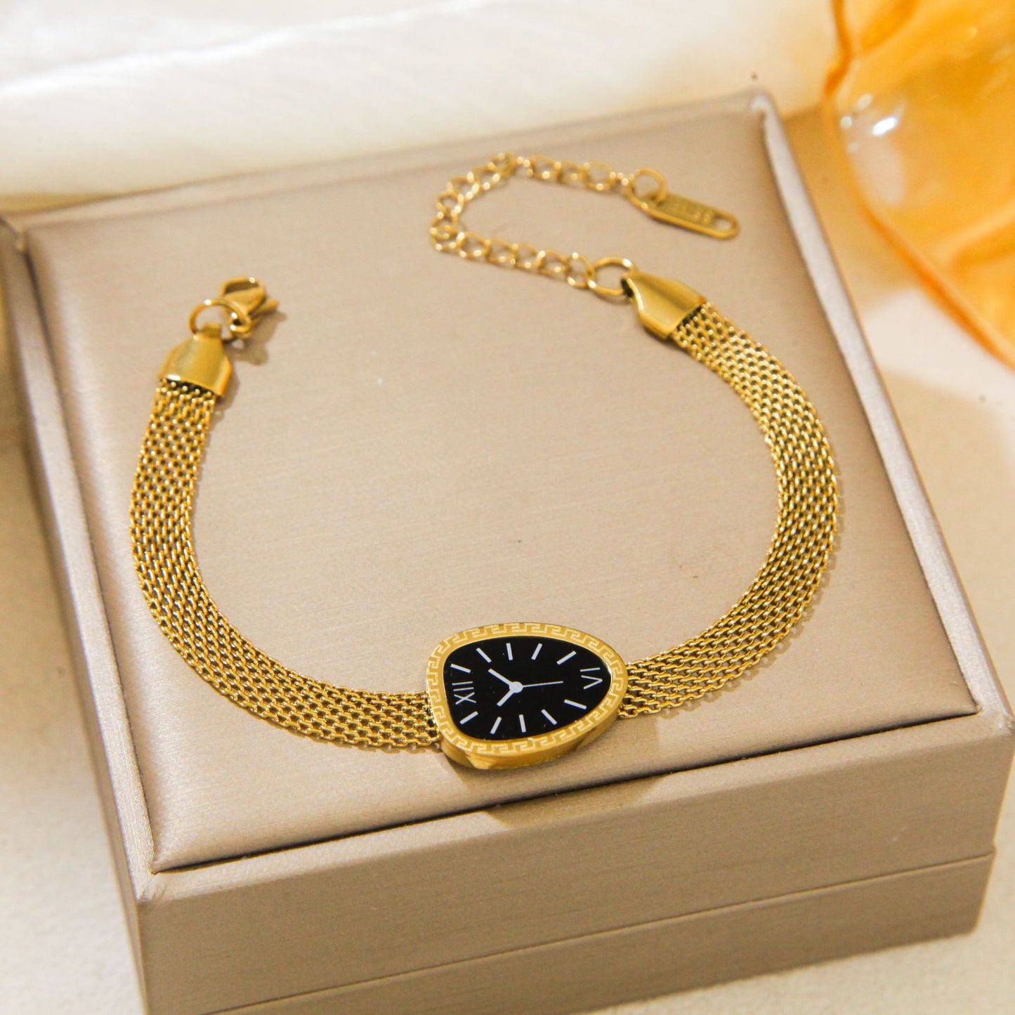 Dial Full Body Titanium Steel Real Gold Plating Light Luxury Bracelets