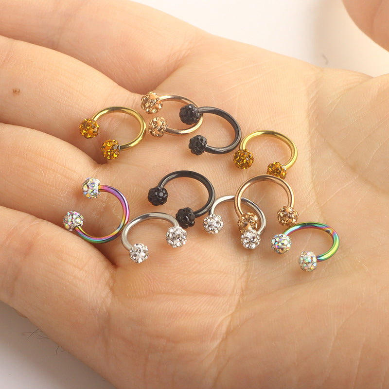 Stainless Steel Type Rhinestone Ball Nose Popular Earrings