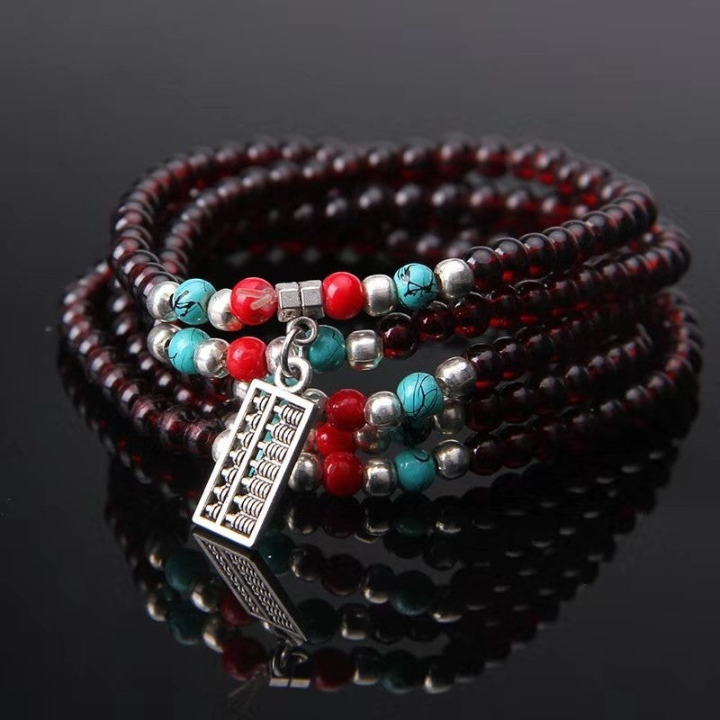 Women's & Men's Imitation Crystal Turquoise Garnet Beads Safe Bracelets