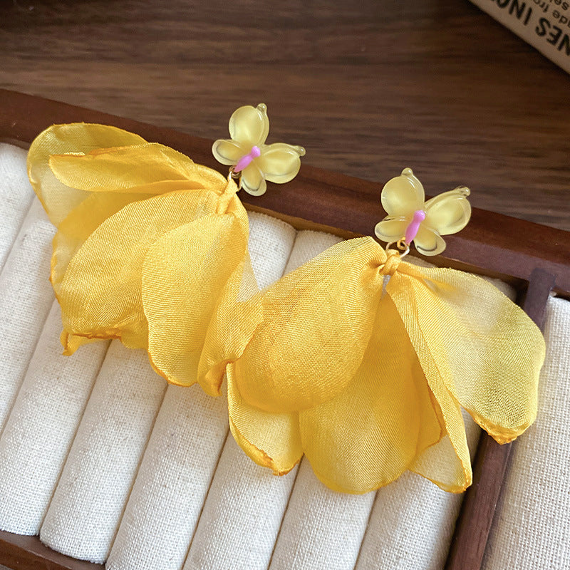 Women's Green Leaf Lily Yellow Series Tassel Light Luxury High-grade Sweet Rings