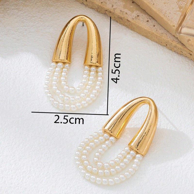 French Pearl Tassel Personality Wild Special Earrings