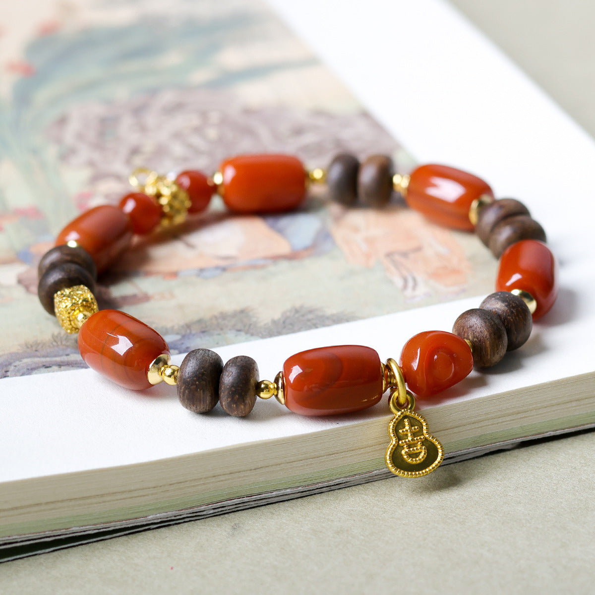Red Agate Barrel Beads Laterite Eaglewood Bracelets