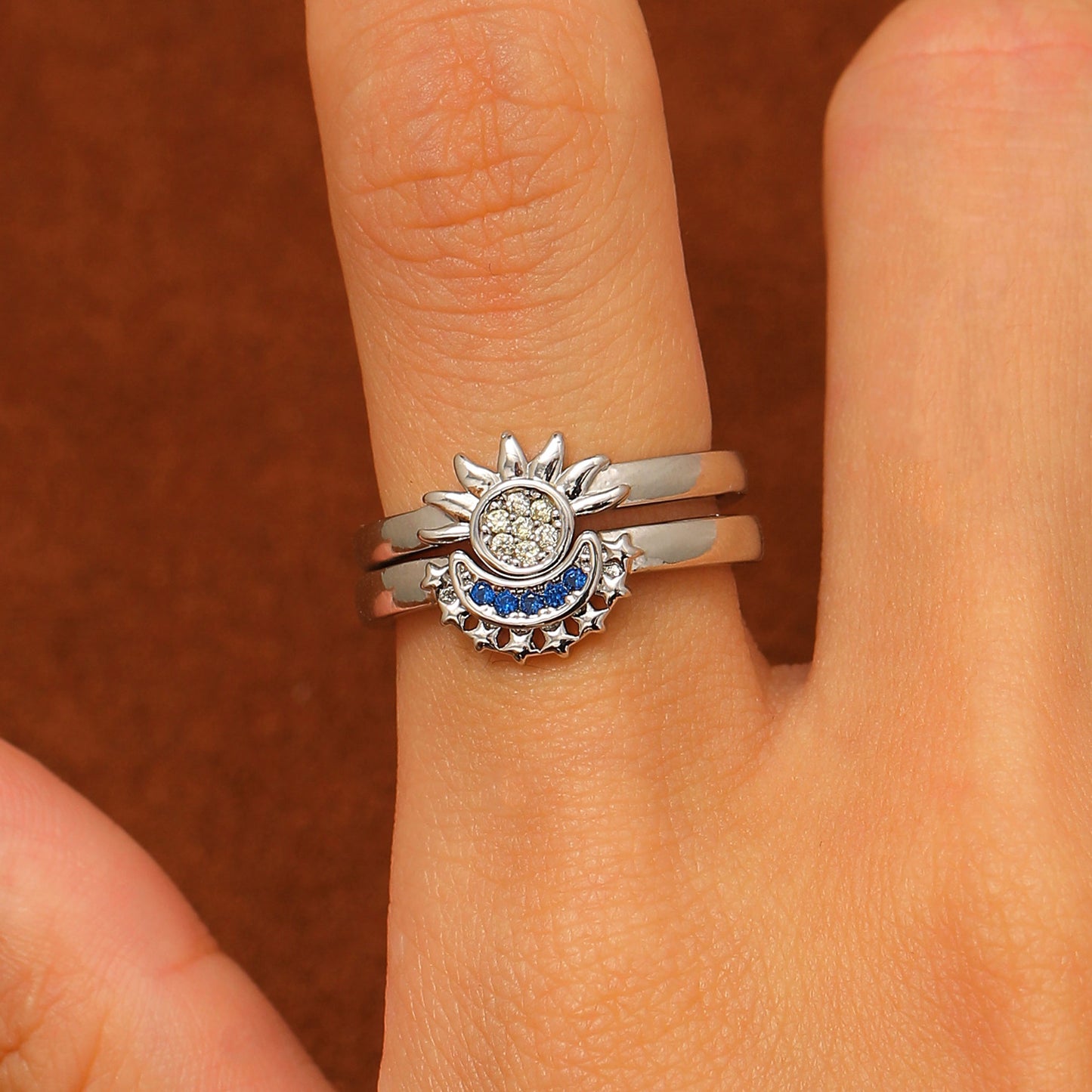 Elegant Charming Diamond Sun Moon Female Rings