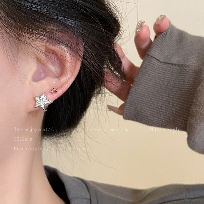 Women's Sier Needle Star Zircon Elegant High-grade Trendy Ear Earrings