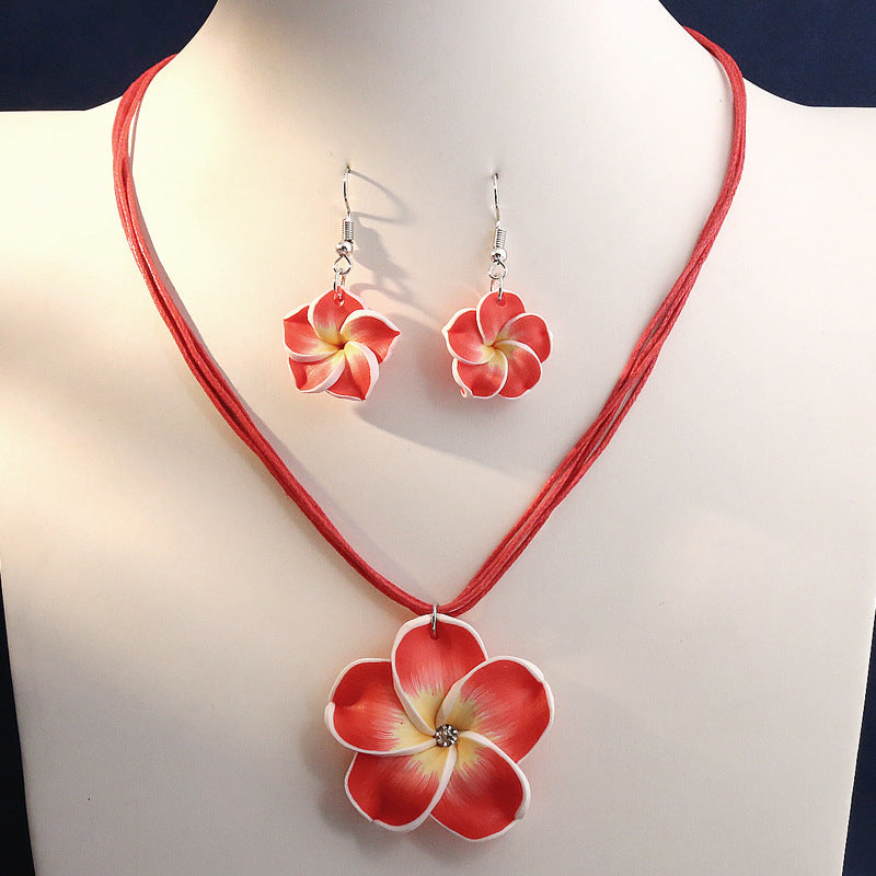 Women's Rich Flower Wax Rope Temperament Suite Necklace