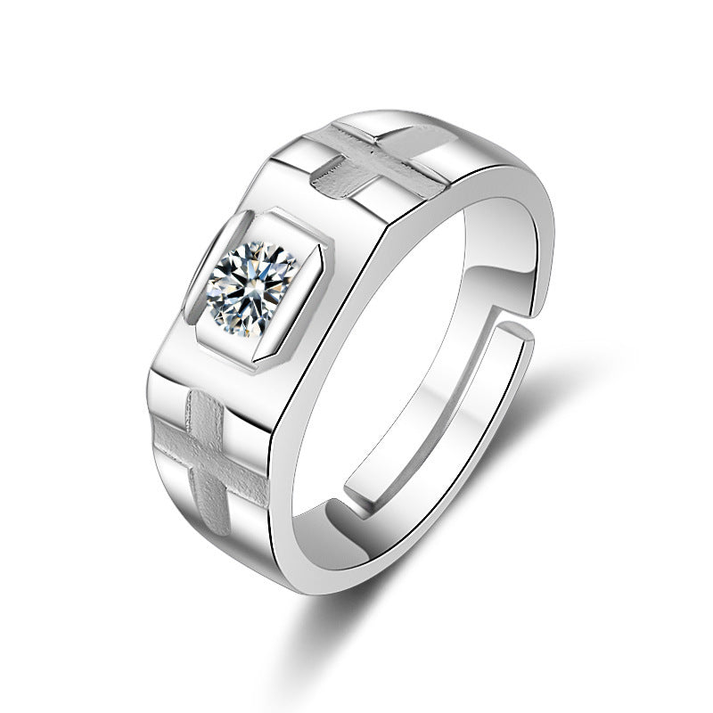 Men's Diamond Single Simulation Karat Wedding Classic Temperament Ring