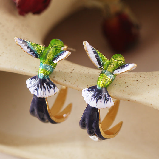 Women's Yan Yi Cute Hummingbird Shape Dripping Earrings
