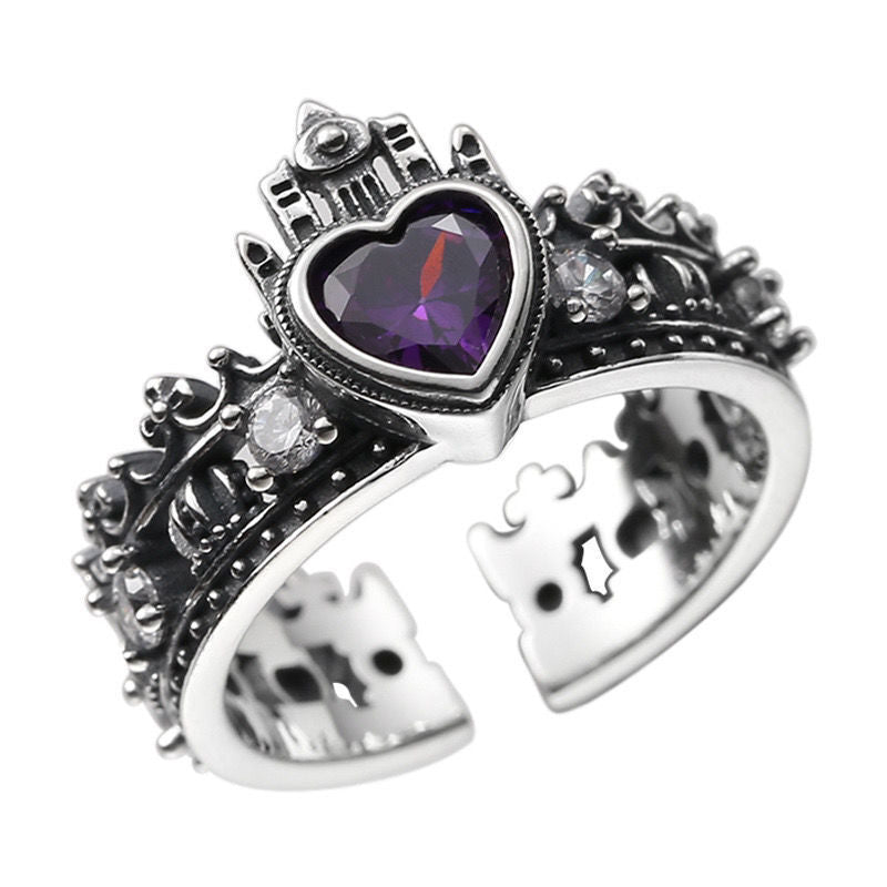 Crown Loving Heart Zircon Female Fashion Temperament Rings