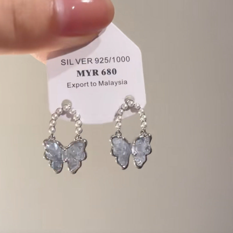 Women's Sense Light Luxury Temperament Crystal Butterfly Summer Exquisite Earrings