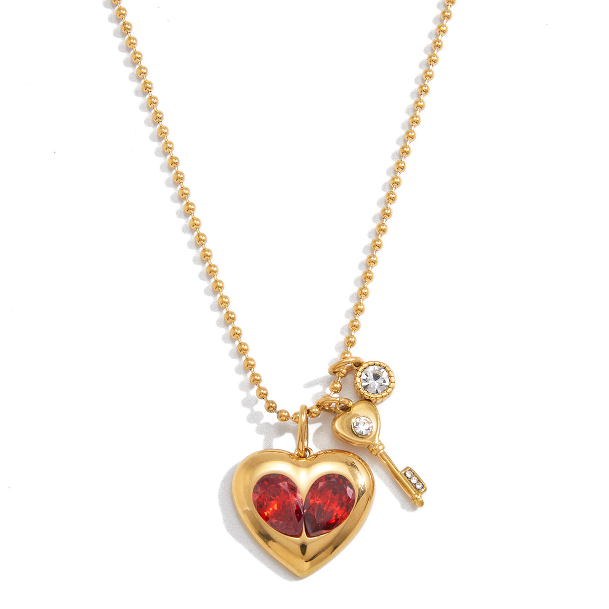 Women's Titanium Steel Loving Heart Zircon Light Luxury Minority Clavicle Chain Necklaces