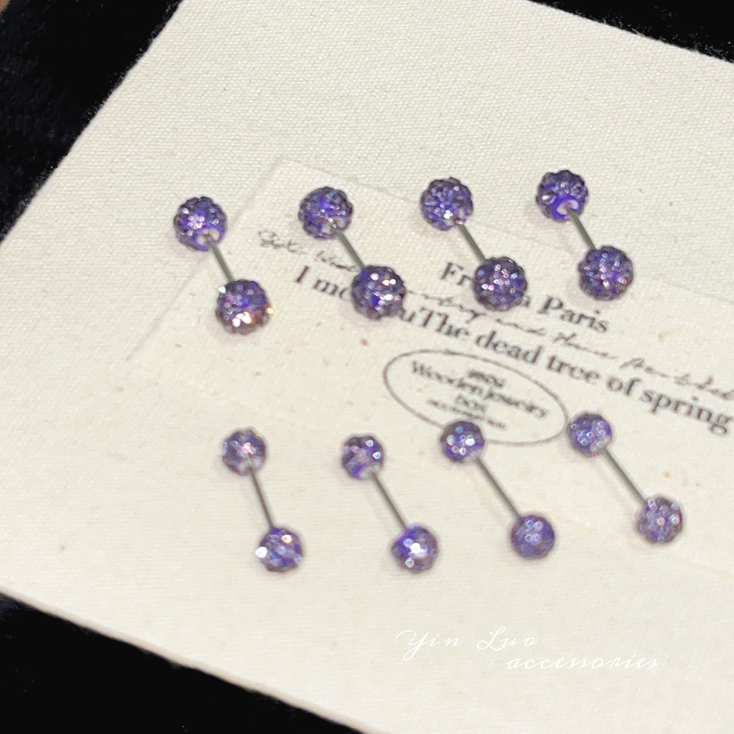 Women's Purple Full Diamond Spiral Clay Ball Light Luxury High-grade Rings