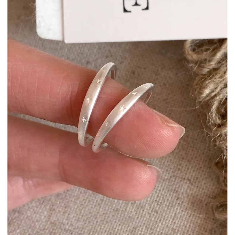 Women's Korean Style Matte Pentagram Simple Advanced Open Adjustable Index Ring