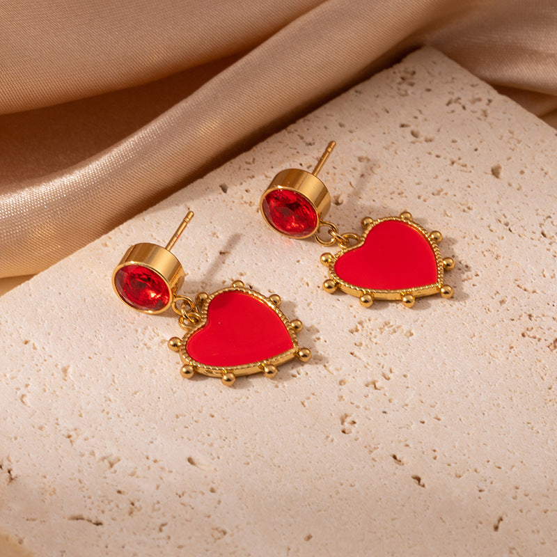 Retro Personalized Heart-shaped Titanium Ear Light Luxury High Rings