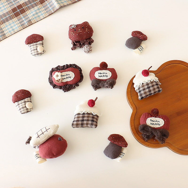 Filled Cartoon Cat Mushroom Hairpin Clothing Jewelry Accessories