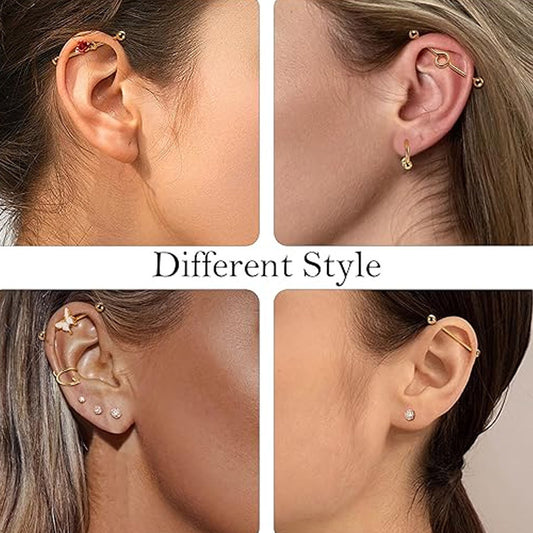 Simple Industrial Barbell Ear External Thread Piercing Dripping Butterfly Bridge Stud Earrings
