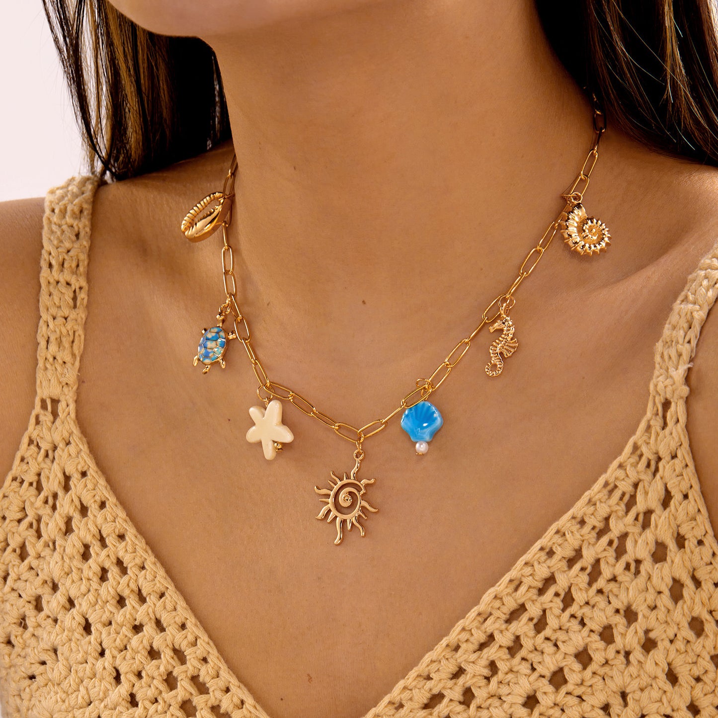 Women's Beach Vacation Style Wooden Bead Light Luxury Necklace