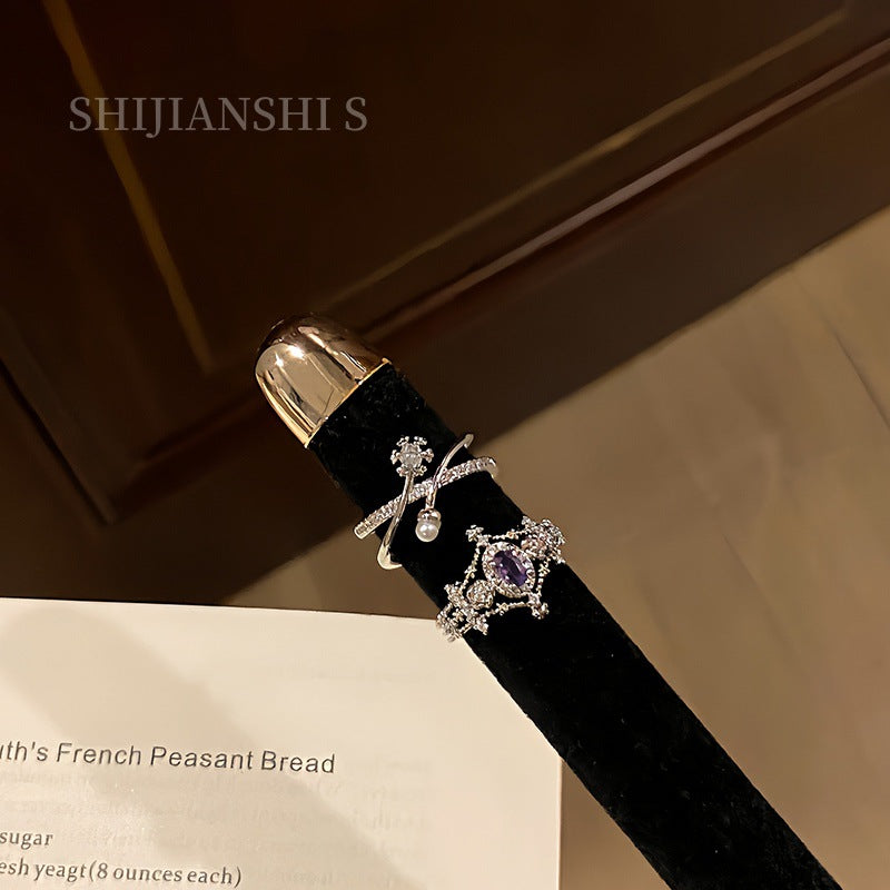 Pomegranate Dyed Fingertip Antique Gorgeous Feeling Broken Color Zirconium Female Ring