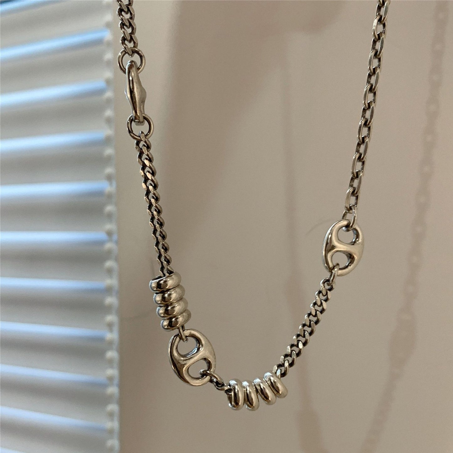 Retro Pig Nose Chain Stitching Sweater Female Light Luxury Minority Necklaces