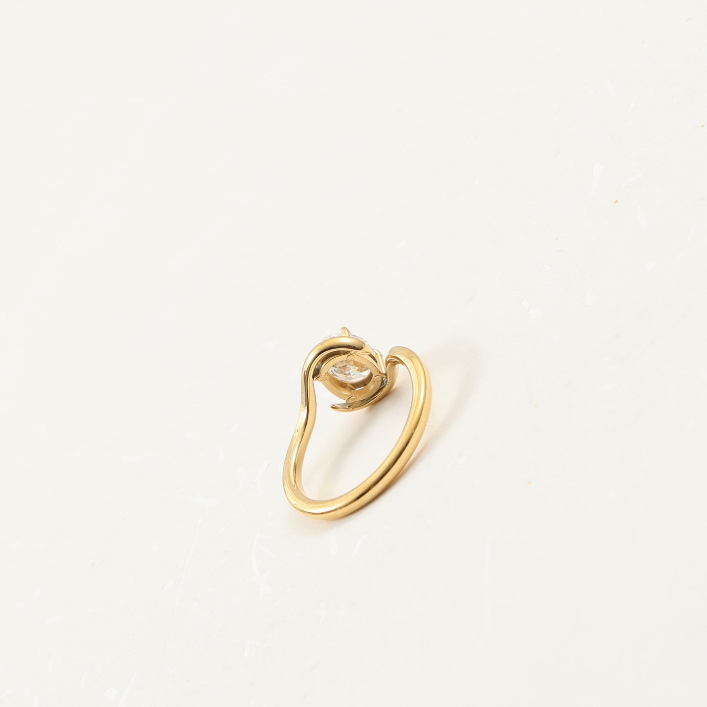 Oval Zircon Titanium Steel Gold Plating Ring