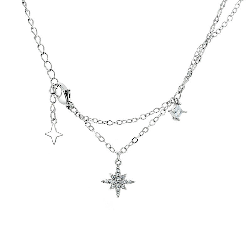 Women's Cold Style Exquisite Design Tassel Four Awn Clavicle Necklace