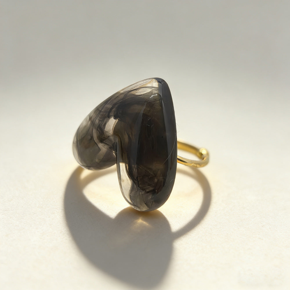 Resin Love Stainless Steel Open Personality Elegant Ring