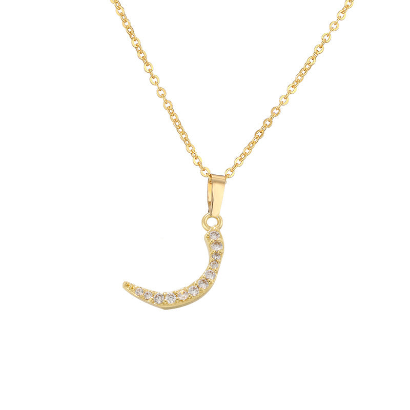 Copper Inlaid Zirconium Arabic Letter Personalized Necklaces