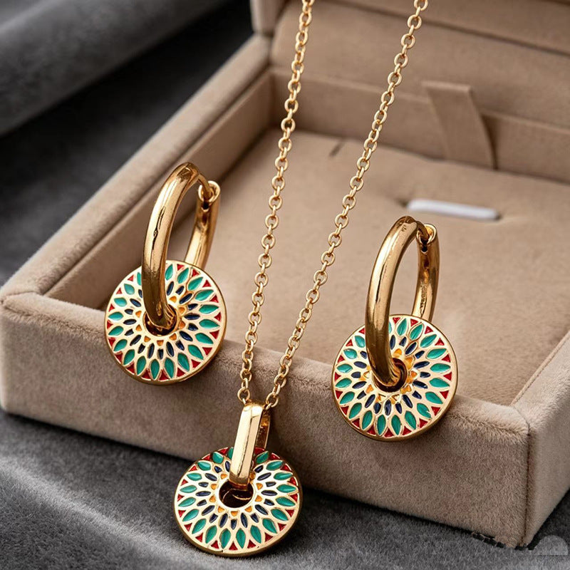 Painted Daisy Pattern Stylish Simple Personality Jewelry Set