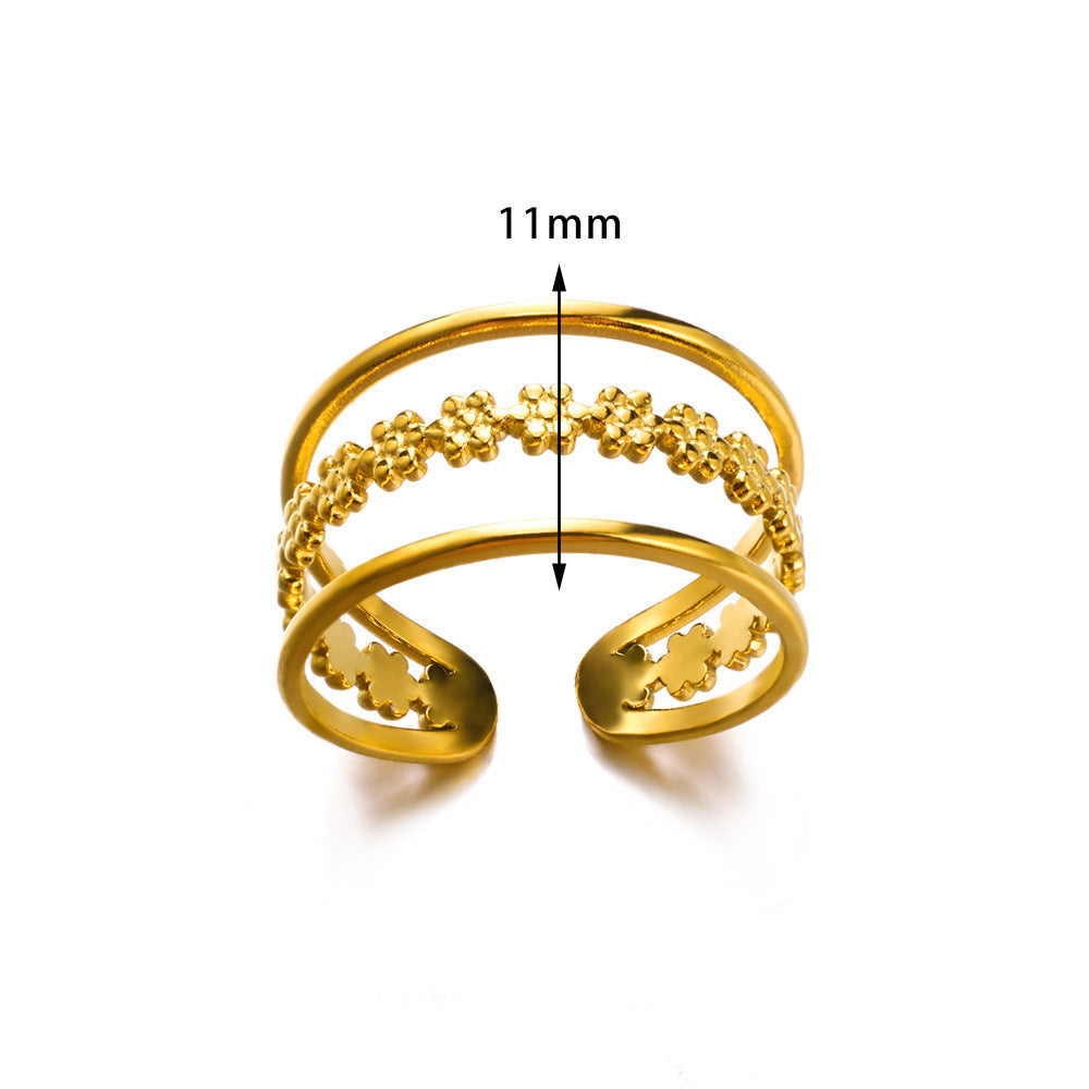 Women's Simple Line Open Stainless Steel Gold-plated Rings