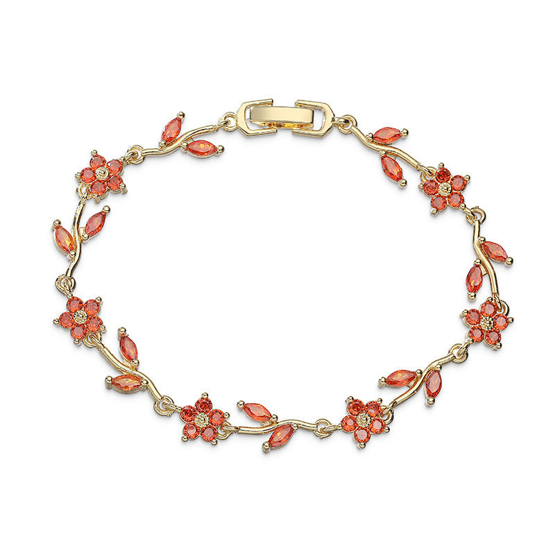 Tulip Colorful Crystals Gem Flower Light Bracelet