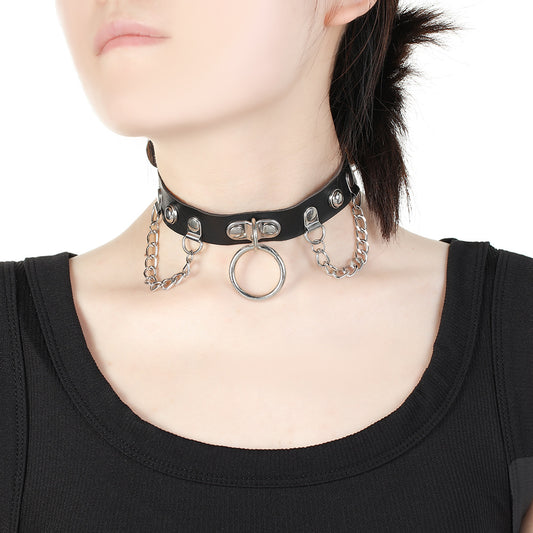 Women's Band Chain Design Leather High-grade Punk Necklaces