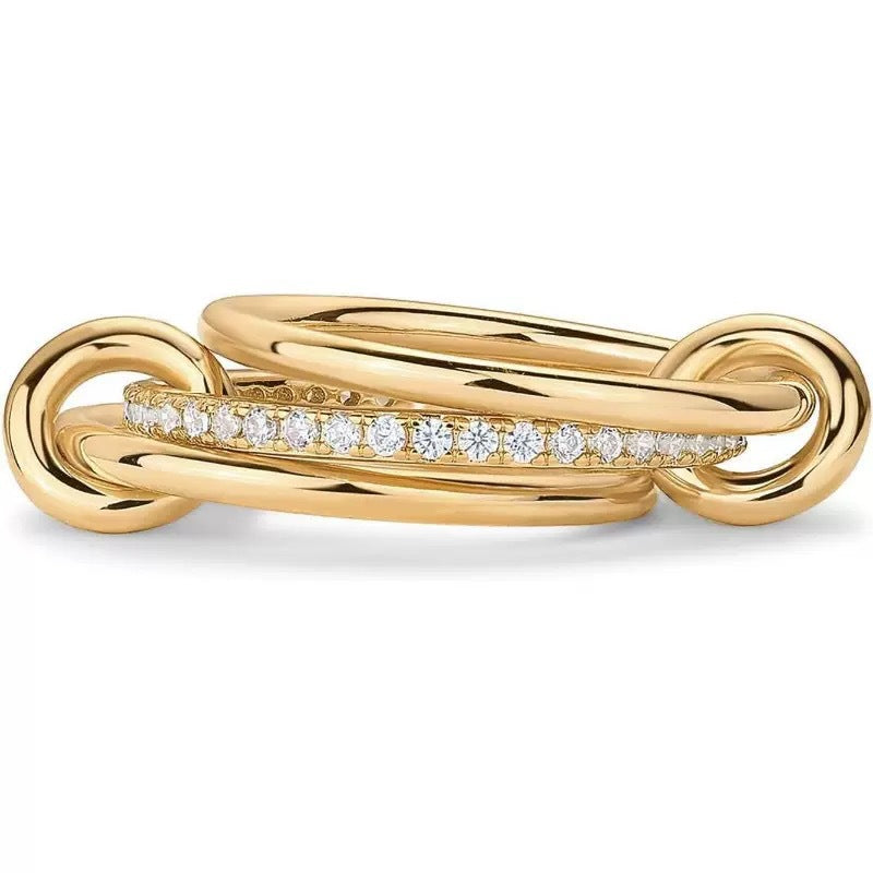 Full Rhinestone Zircon Two-color Popular Personalized Ring