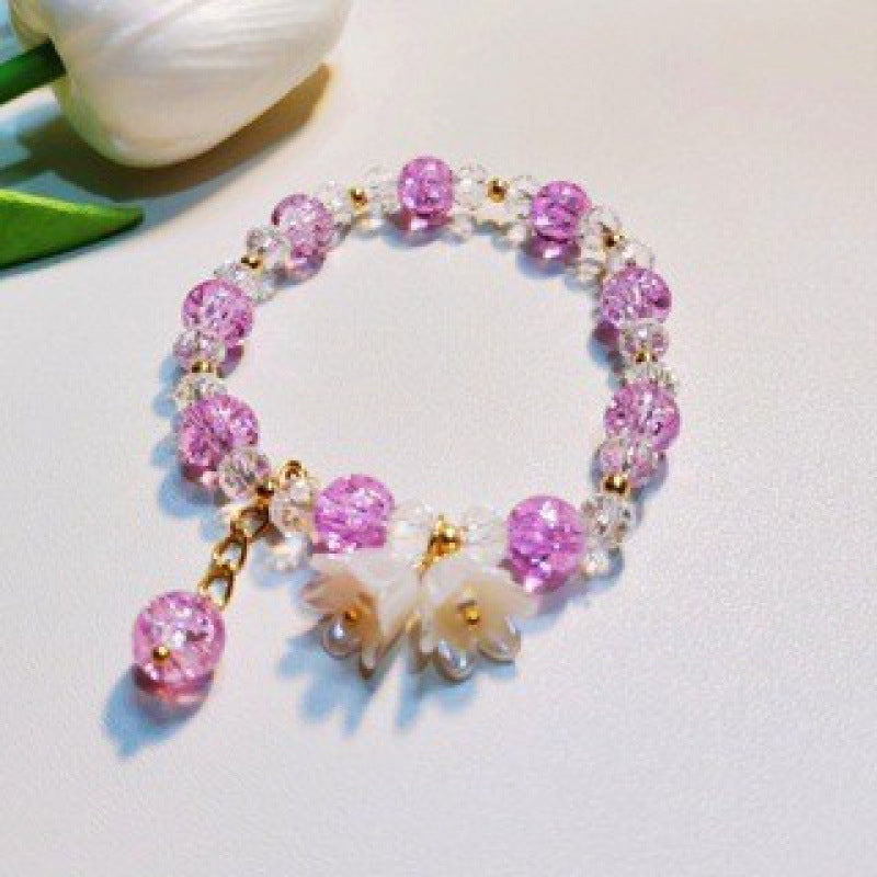 Camellia Little Daisy Crystal Girlfriends Color Glass Chipping Bracelet