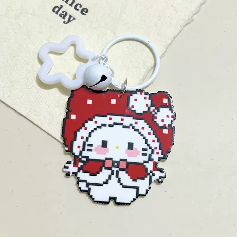 Pixel Cartoon Key Button Schoolbag Cute Acrylic Hang Decorations Hanging Ornaments
